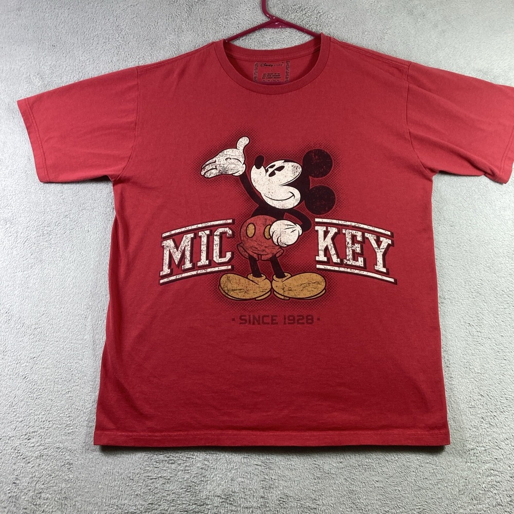Disney Store Shirt Adult Large Red Mickey Mouse Cartoon Graphic Tee Animation